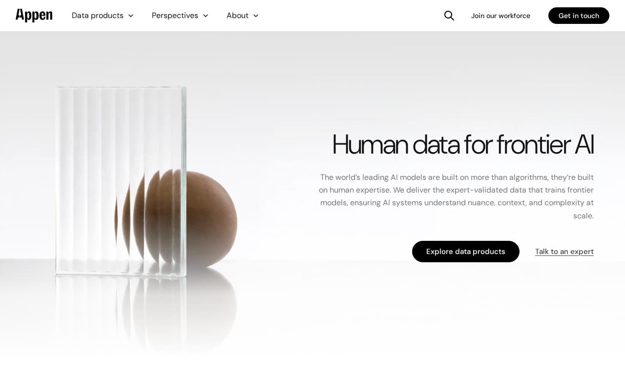 Appen homepage screenshot