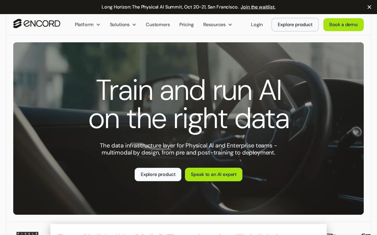 Encord homepage screenshot